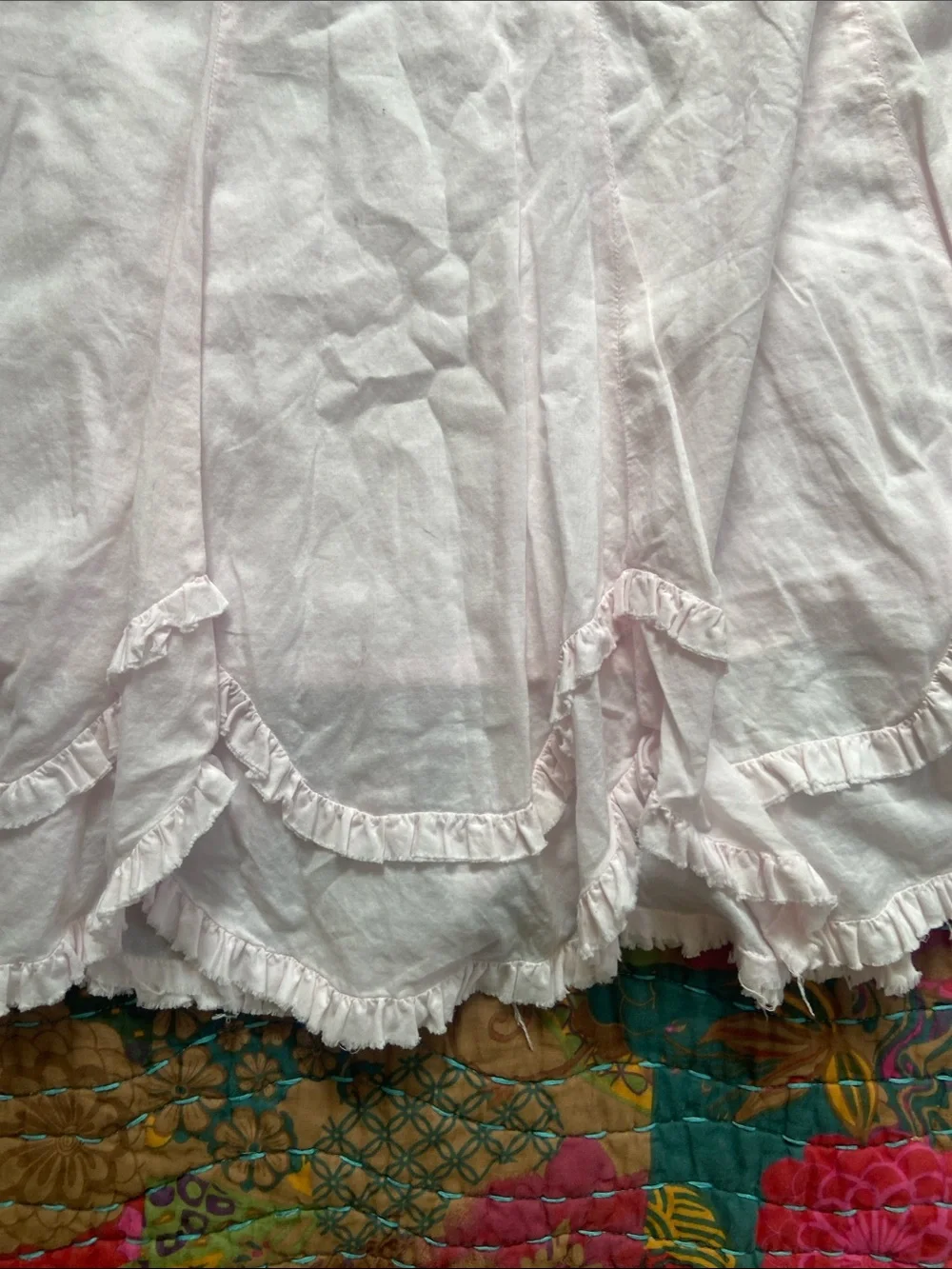 Vintage Y2K Old Navy Pale Pink Ruffle Hem Cotton midi Skirt 18